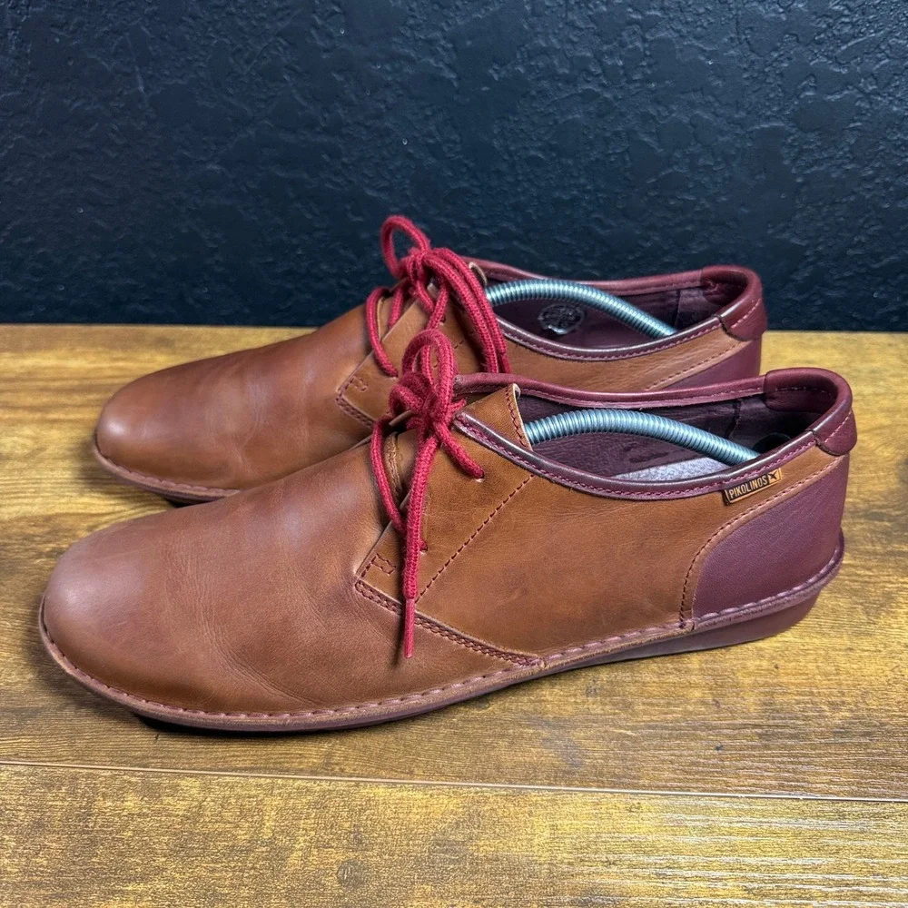 Pikolinos Berna M8J-4184 Brown Burgundy Leather Oxford Shoes Mens EU 45